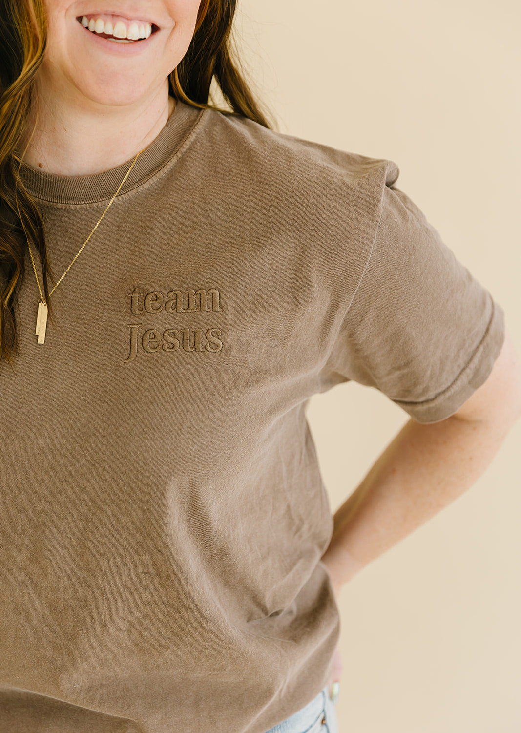 team Jesus embroidered T-shirt salt and hart heart