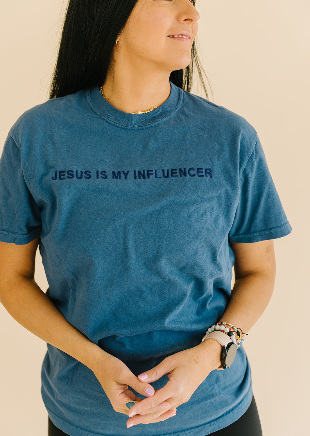jesus is my influencer embroidered tee salt and hart heart