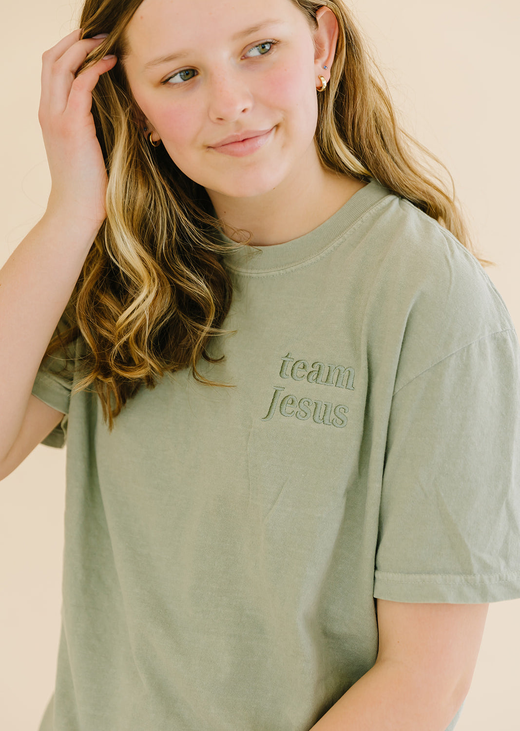 team Jesus embroidered T-shirt salt and hart heart