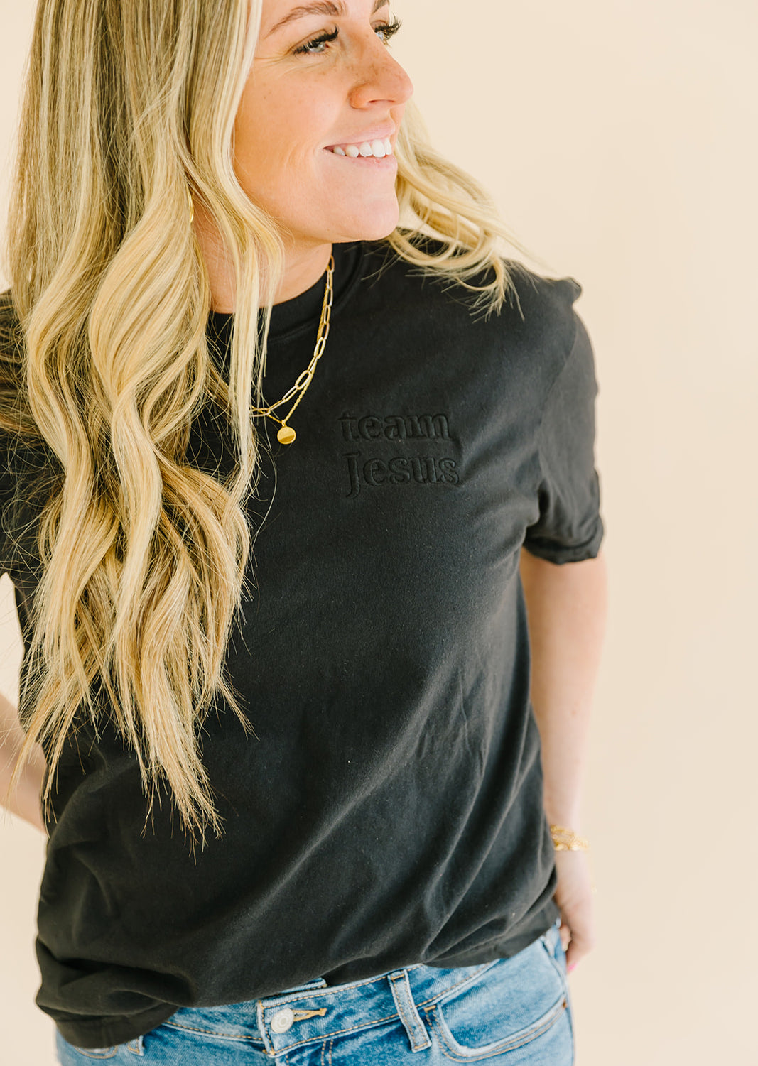 team Jesus embroidered T-shirt salt and hart heart