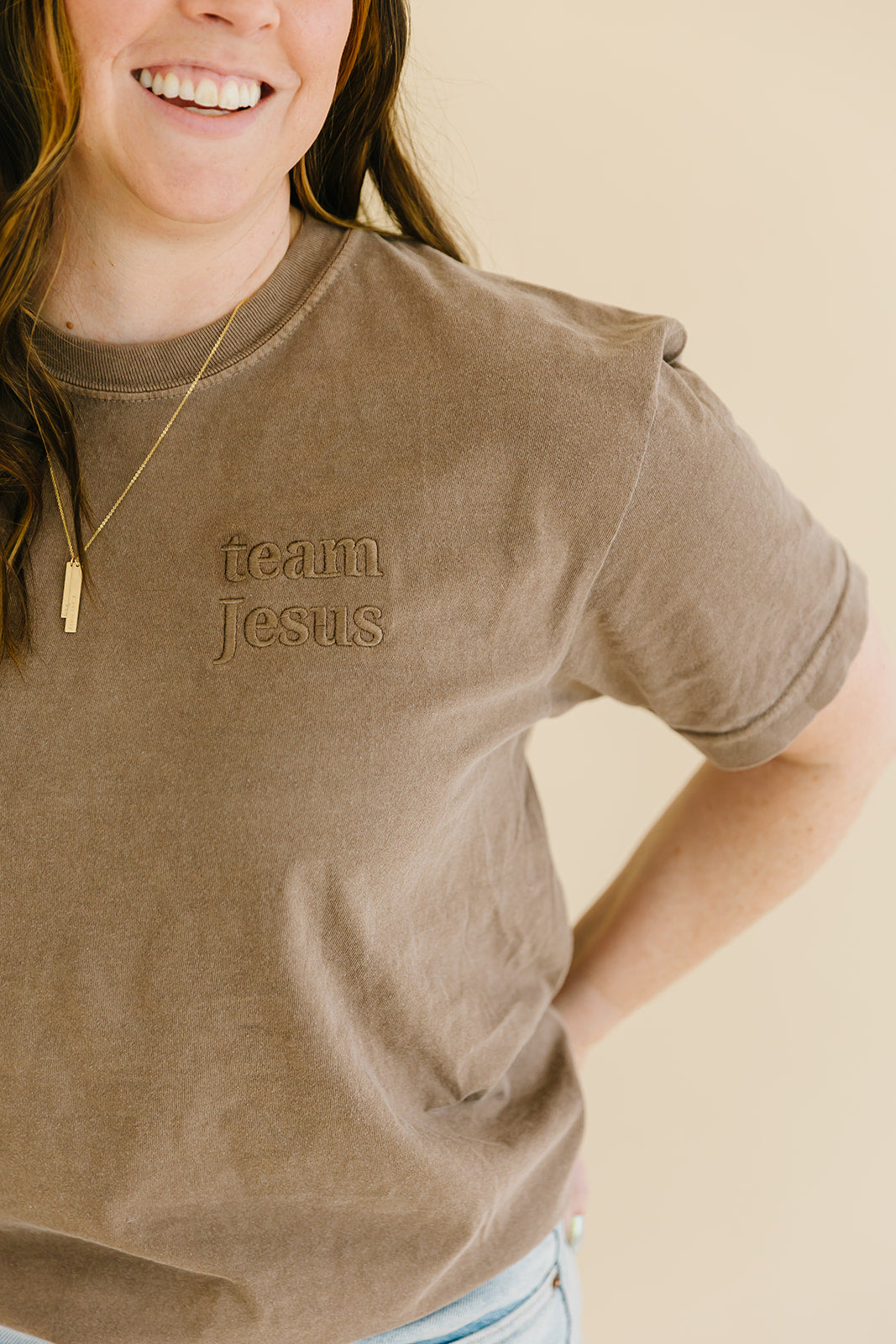 team Jesus embroidered T-shirt salt and hart heart