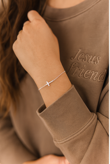 Dainty Sideways Cross Bracelet