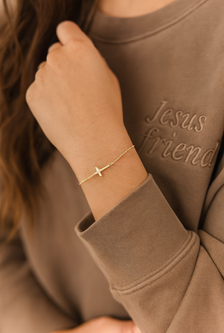 Dainty Sideways Cross Bracelet