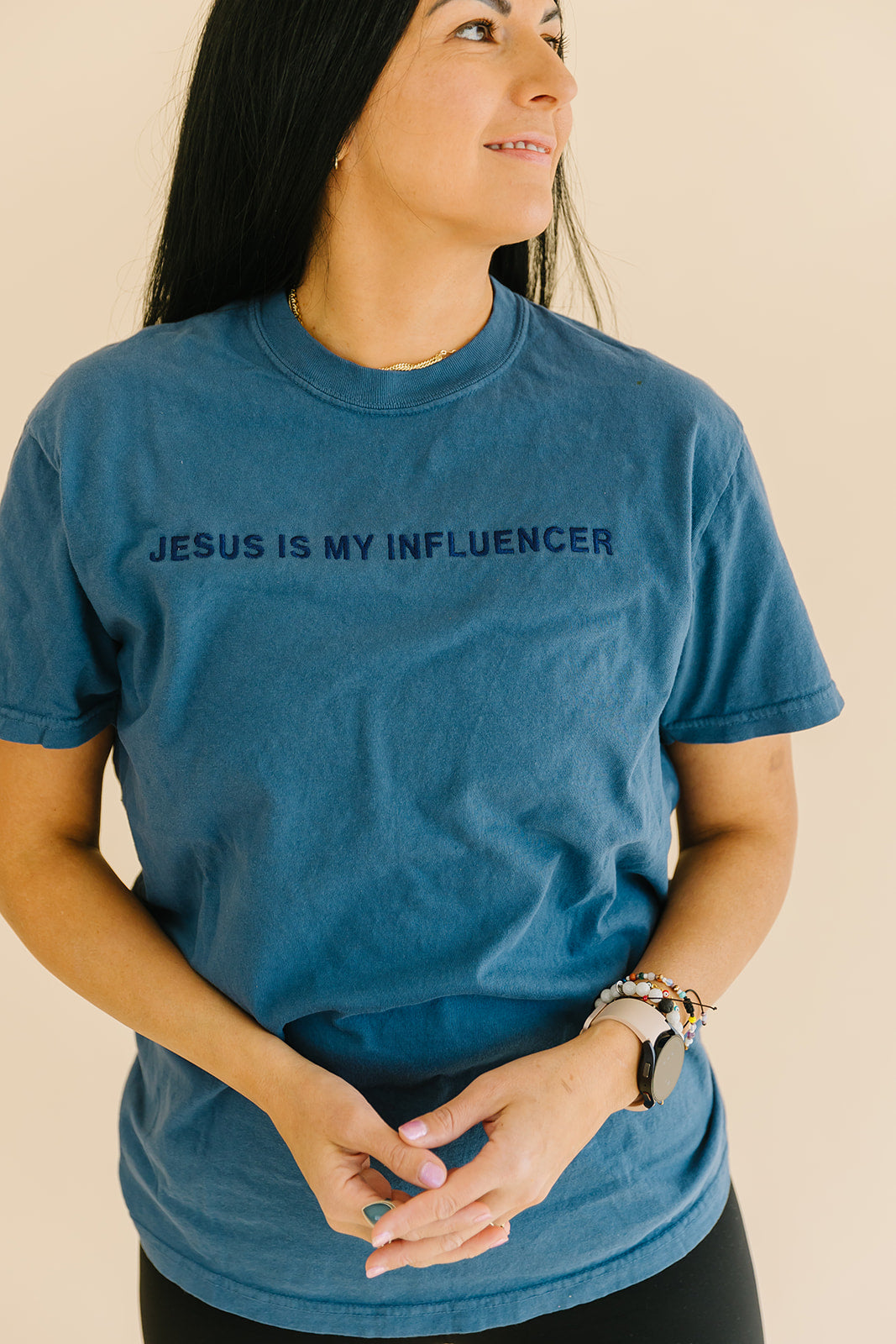 jesus is my influencer embroidered tee salt and hart heart