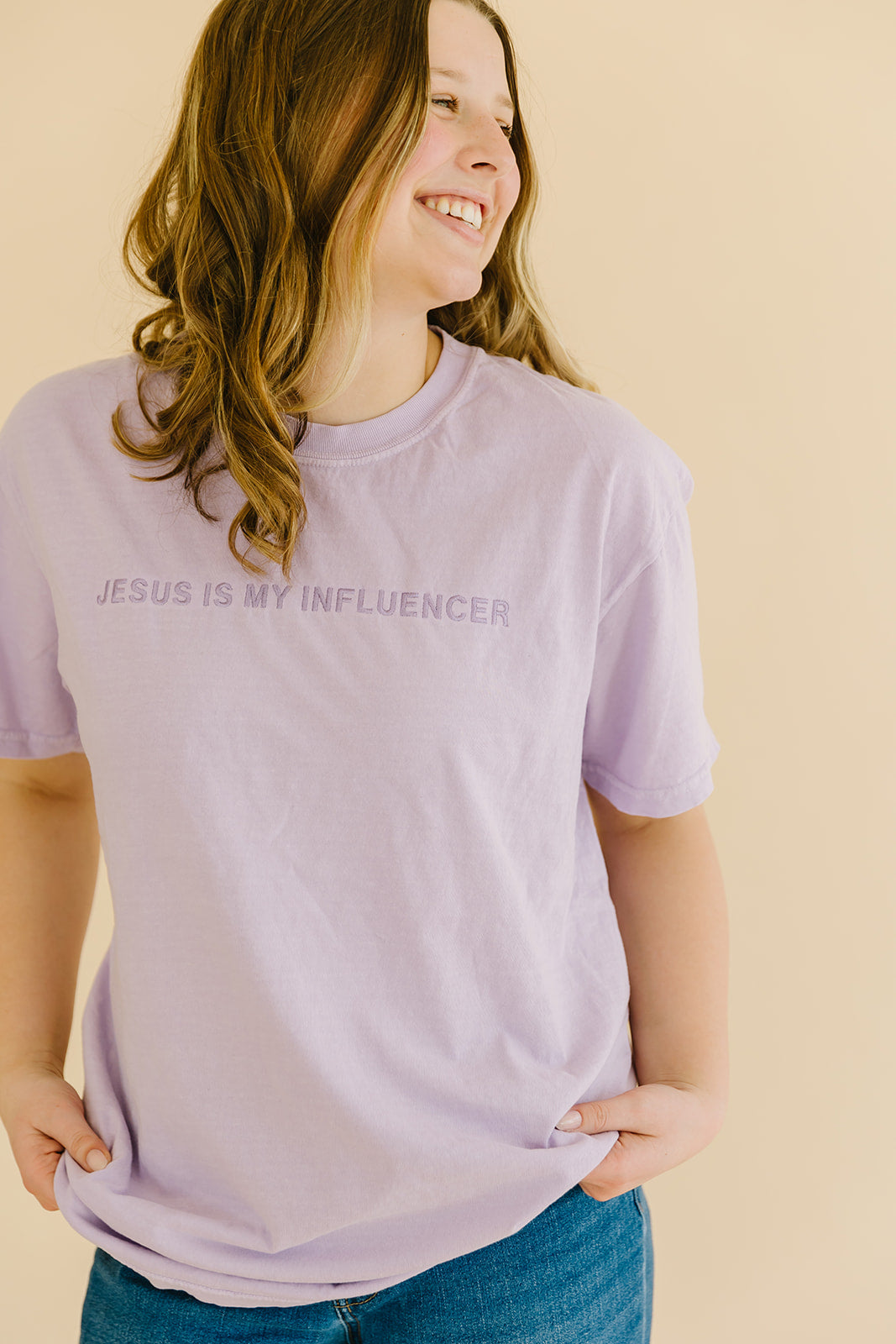 jesus is my influencer embroidered tee salt and hart heart