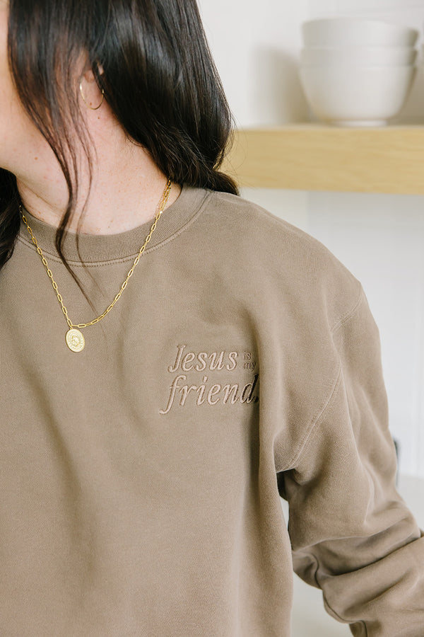 Jesus Is My Friend Embroidered Crewneck Sweatshirt