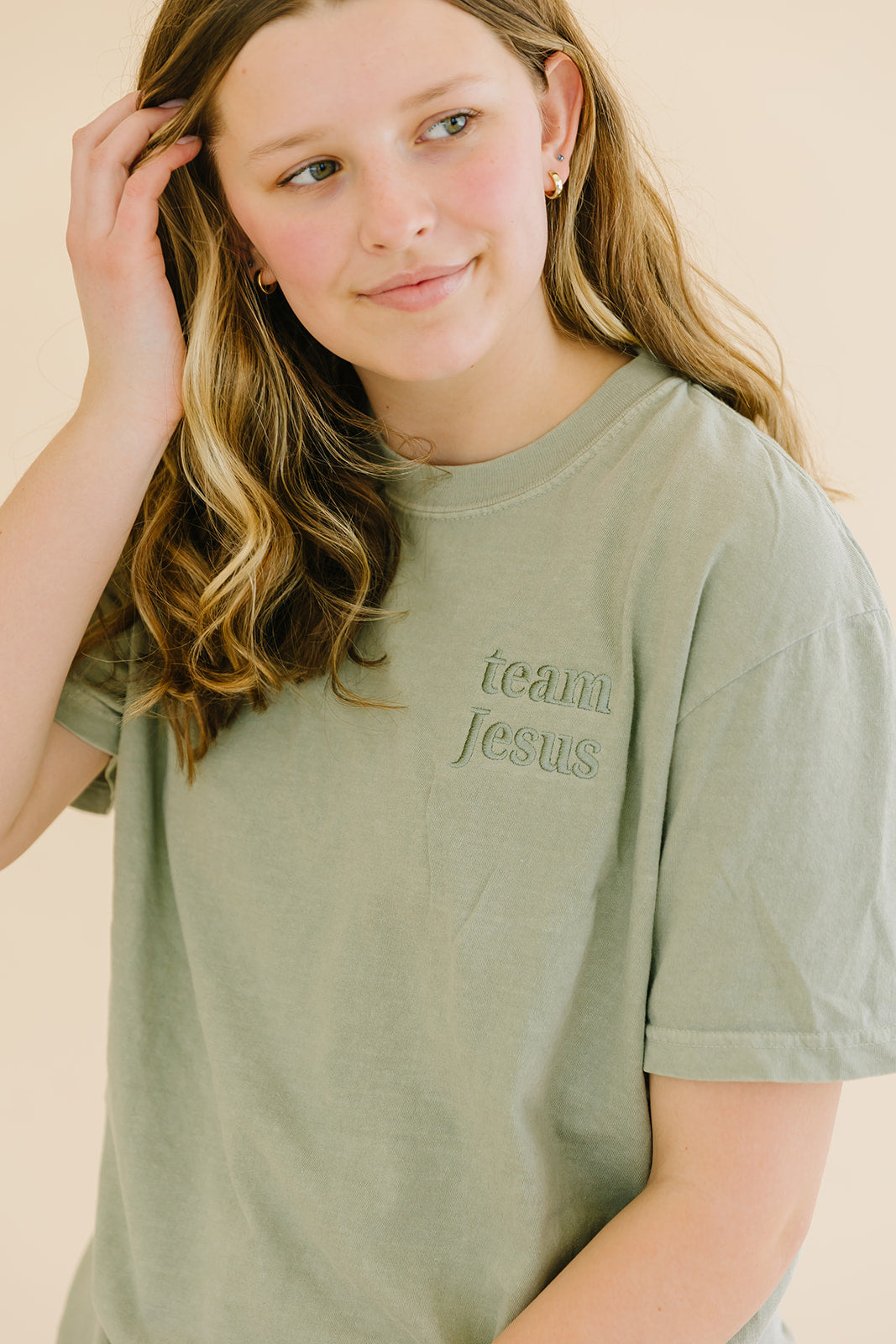 team Jesus embroidered T-shirt salt and hart heart