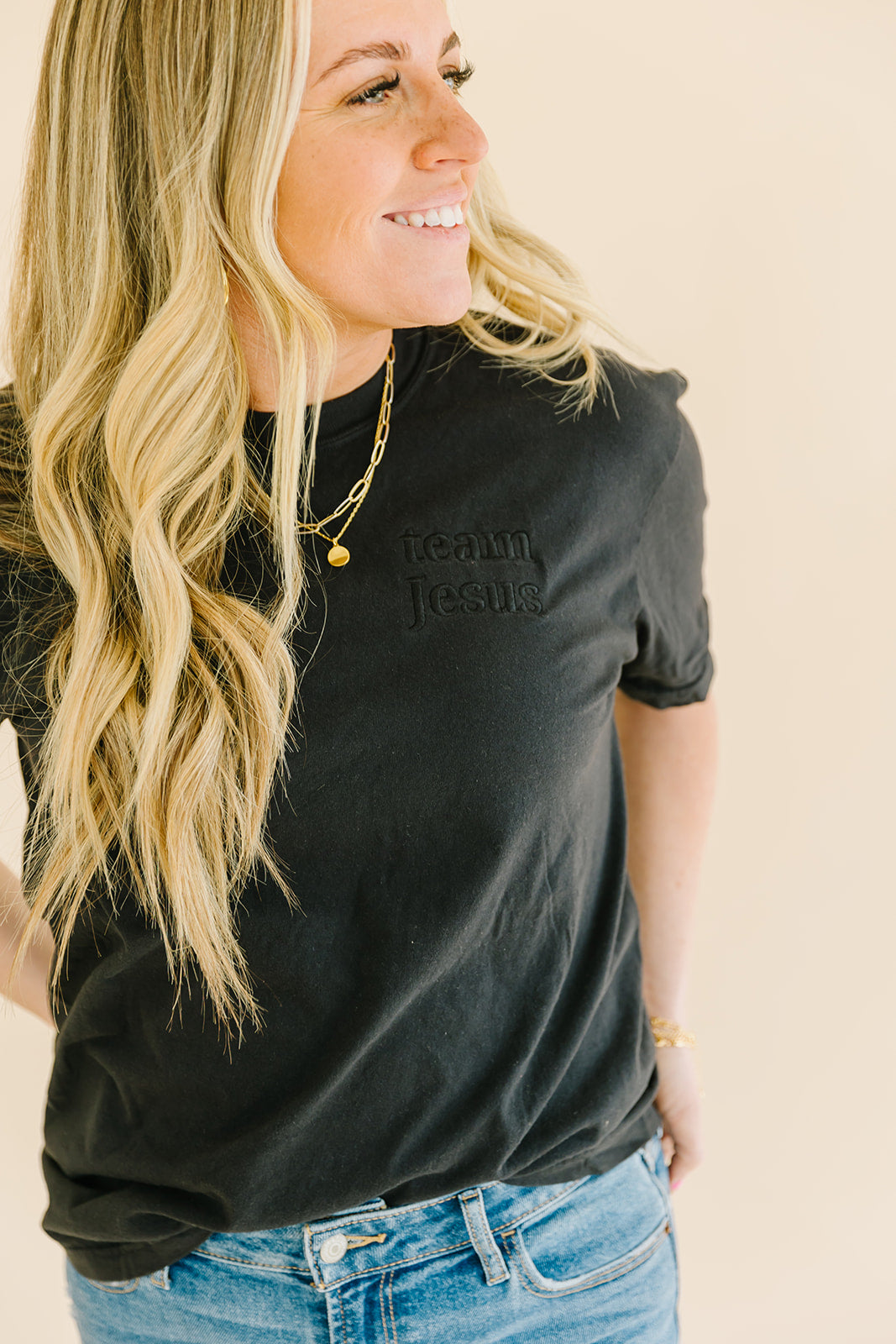 team Jesus embroidered T-shirt salt and hart heart